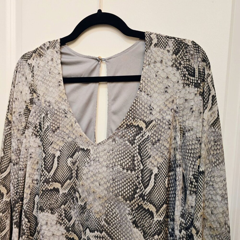 Show Me Your Mumu ✦ Snake Print V‑Neck Long Sleeve Tunic Dress ✦ Keyhole Back XS - Picture 6 of 10